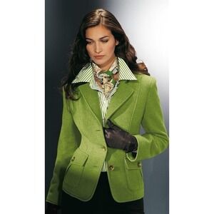 Charles Nolan New York Green Corduroy Blazer Jacket Sz 4 Cotton Tailored Fit